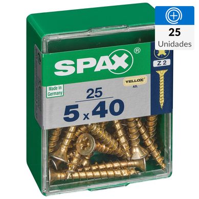 Tornillo Spax Tirafondo Cabeza Plana Madera Aglomerada 40 mm 5 mm 25 Unidades