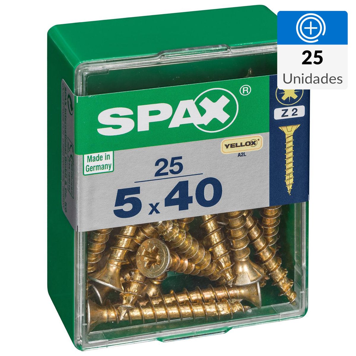 SPAX AMERICAN SCREW - Tornillo Spax Tirafondo Madera Aglomerada 40 mm 5 mm 25 unidad(es)