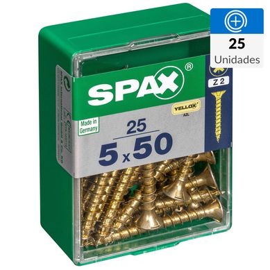 Tornillo spax cabeza plana pozidrive yellox 5x50 25Pz