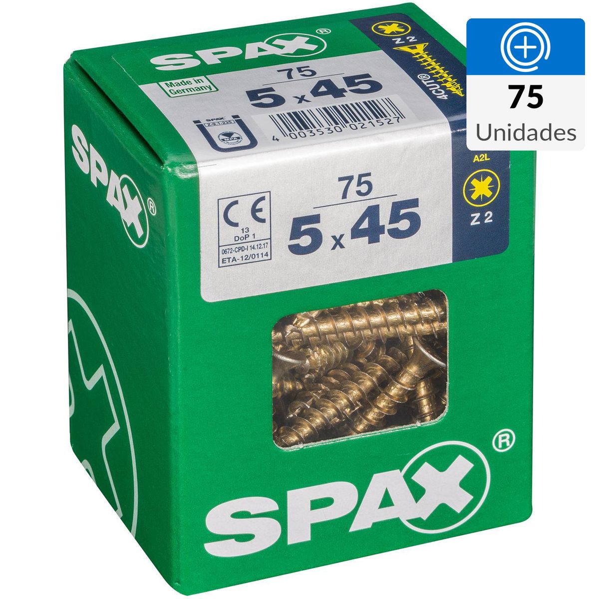 SPAX AMERICAN SCREW - Tornillo Spax Tirafondo Madera Aglomerada 45 mm 5 mm 75 unidad(es)