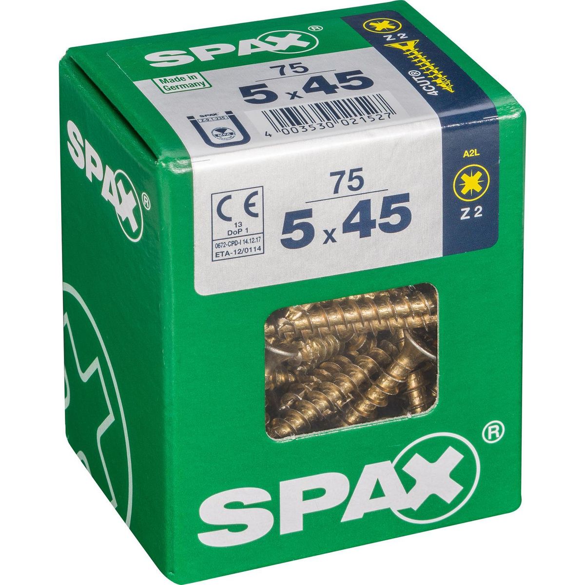 SPAX AMERICAN SCREW - Tornillo Spax Tirafondo Madera Aglomerada 45 mm 5 mm 75 unidad(es)