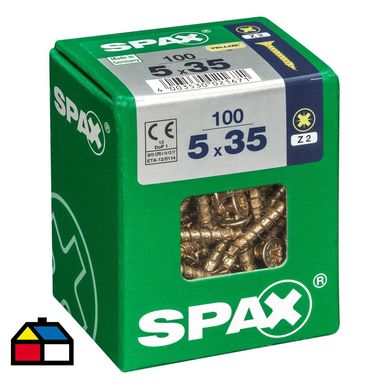 Tornillo spax cabeza plana pozidrive yellox 5x35 100Pz