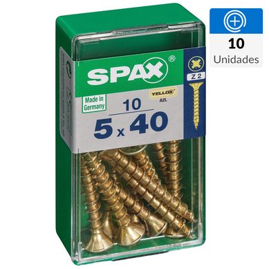 Tornillo spax cabeza plana pozidrive yellox 5x40 10Pz