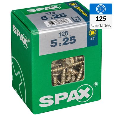 Tornillo spax cabeza plana pozidrive yellox 5x25 125Pz