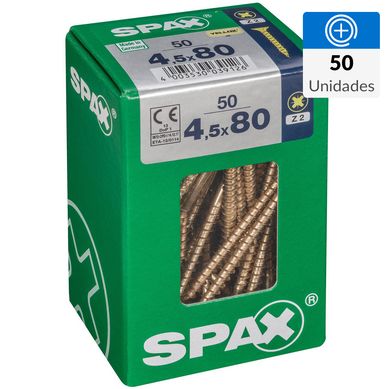 Tornillo spax cabeza plana pozidrive yellox 4,5x80 50Pz