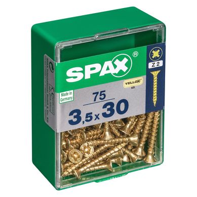 Tornillo Spax Tirafondo Cabeza Plana Madera Aglomerada 30 mm 3.5 mm 75 Unidades