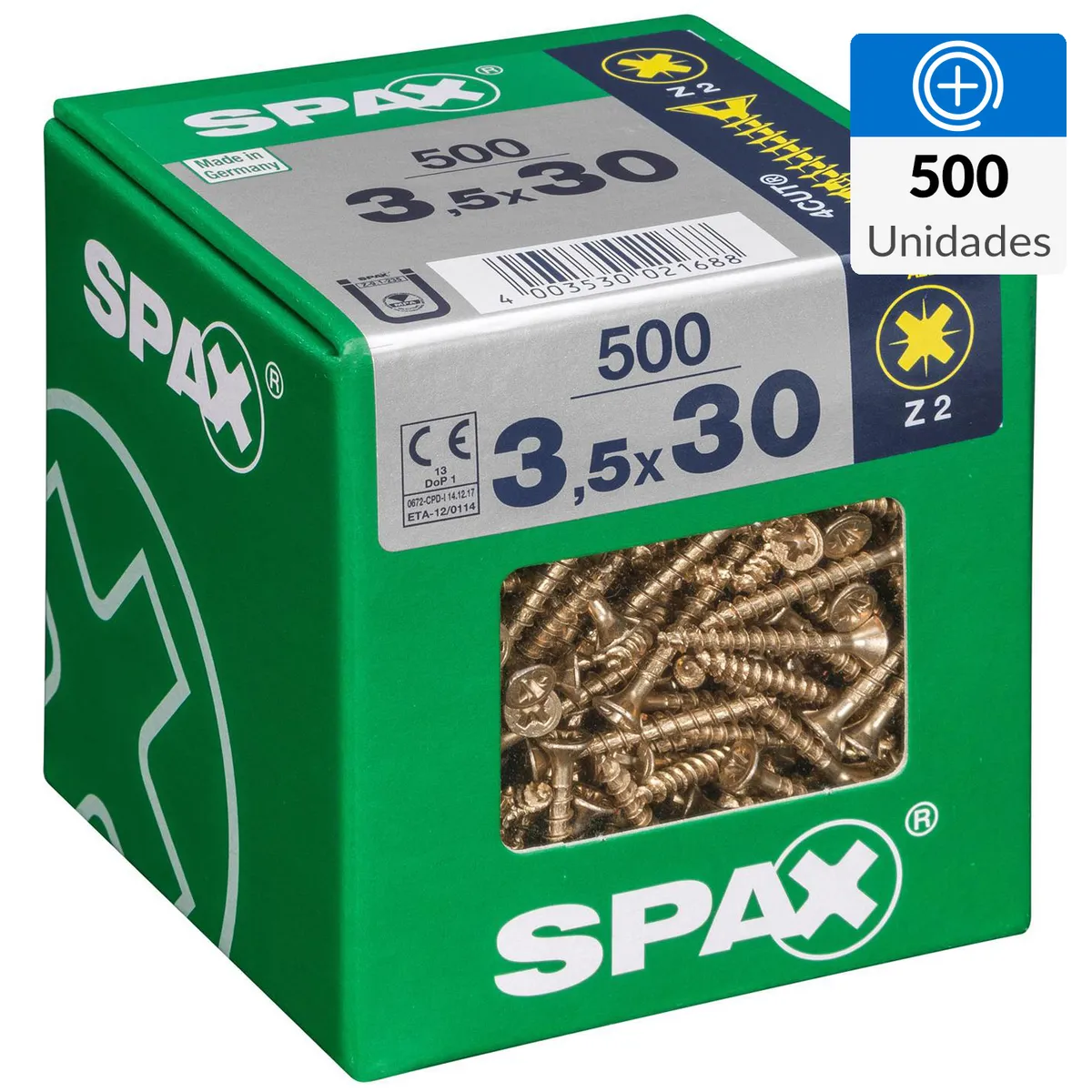 SPAX AMERICAN SCREW - Tornillo Spax Tirafondo Madera Aglomerada 30 mm 3.5 mm 500 unidad(es)