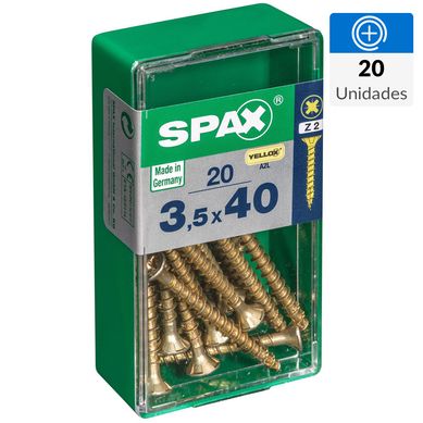 Tornillo spax cabeza plana pozidrive yellox 3,5x40 20Pz