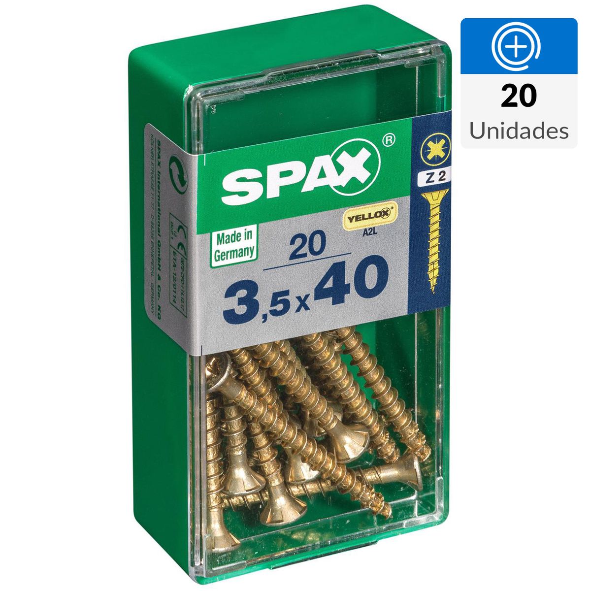 SPAX AMERICAN SCREW - Tornillo Spax Tirafondo Madera Aglomerada 40 mm 3.5 mm 20 unidad(es)