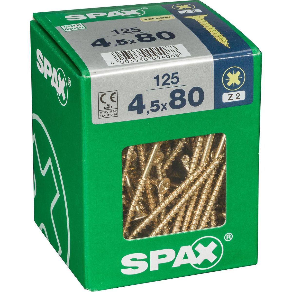 SPAX AMERICAN SCREW - Tornillo Spax Tirafondo Madera Aglomerada 80 mm 4.5 mm 125 unidad(es)