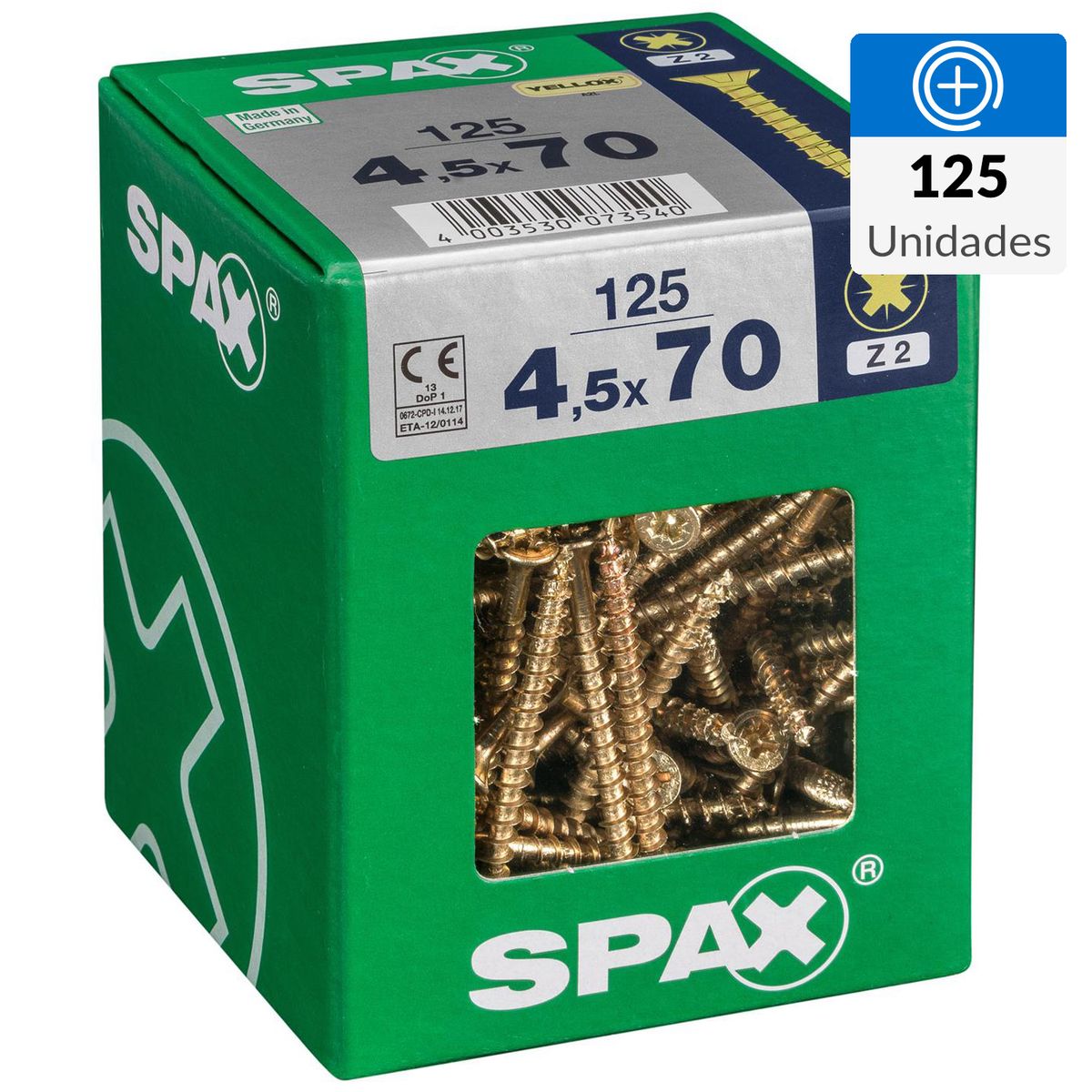 SPAX AMERICAN SCREW - Tornillo Spax Tirafondo Madera Aglomerada 70 mm 4.5 mm 125 unidad(es)