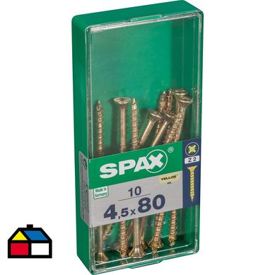 Tornillo spax cabeza plana pozidrive yellox 4,5x80 10Pz
