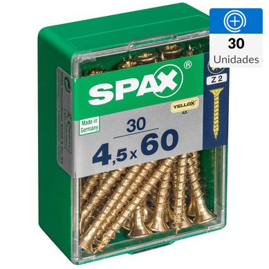 Tornillo Spax Tirafondo Cabeza Plana Madera Aglomerada 60 mm 4.5 mm 30 Unidades