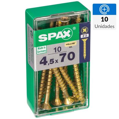 Tornillo spax cabeza plana pozidrive yellox 4,5x70 10Pz