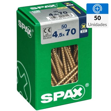Tornillo spax cabeza plana pozidrive yellox 4,5x70 50Pz