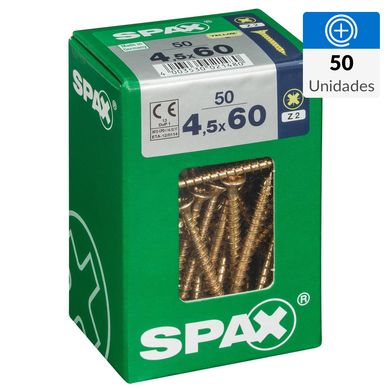 Tornillo spax cabeza plana pozidrive yellox 4,5x60 50Pz