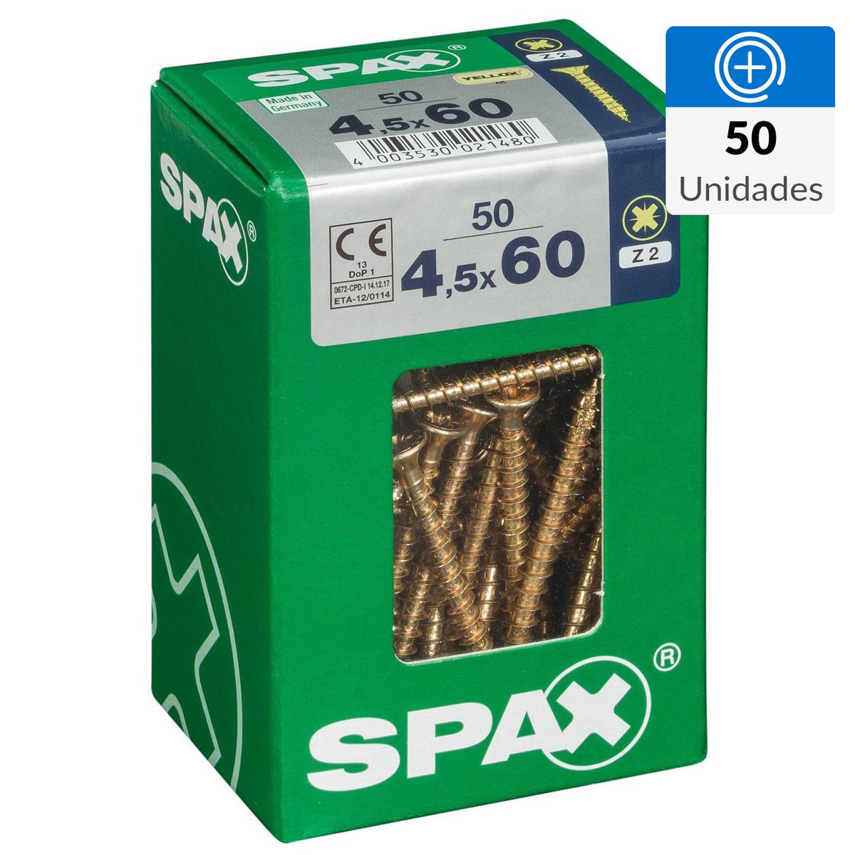SPAX AMERICAN SCREW - Tornillo Spax Tirafondo Madera Aglomerada 60 mm 4.5 mm 50 unidad(es)