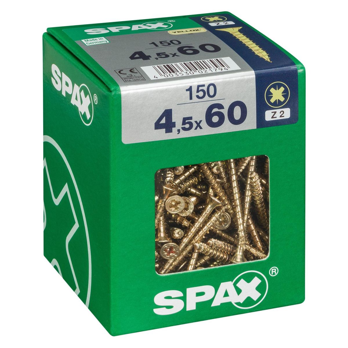 SPAX AMERICAN SCREW - Tornillo Spax Tirafondo Madera Aglomerada 60 mm 4.5 mm 150 unidad(es)