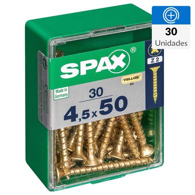 Tornillo spax cabeza plana pozidrive yellox 4,5x50 30Pz