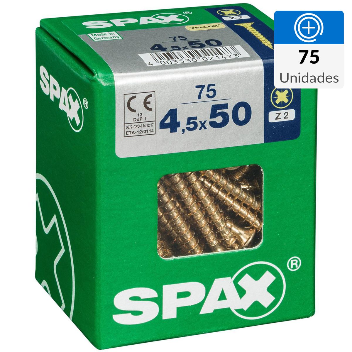 SPAX AMERICAN SCREW - Tornillo Spax Tirafondo Madera Aglomerada 50 mm 4.5 mm 75 unidad(es)