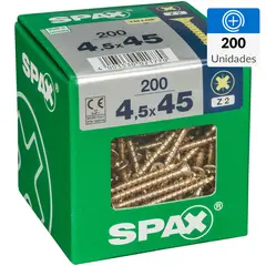 SPAX AMERICAN SCREW - Tornillo Spax Tirafondo Madera Aglomerada 45 mm 4.5 mm 200 unidad(es)
