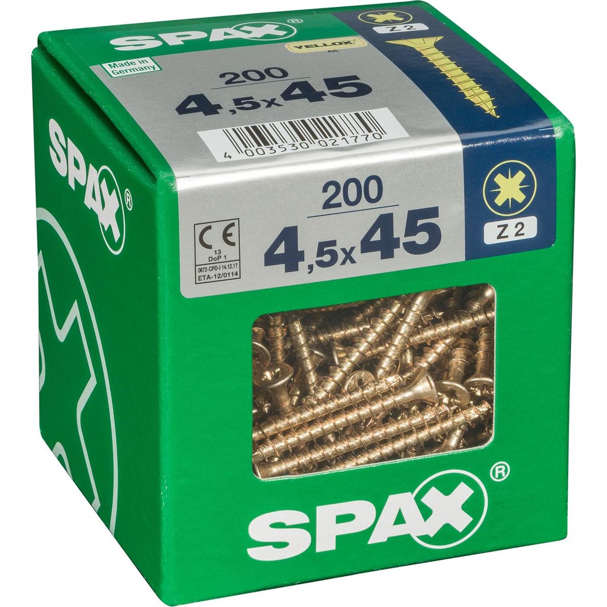 SPAX AMERICAN SCREW - Tornillo Spax Tirafondo Madera Aglomerada 45 mm 4.5 mm 200 unidad(es)