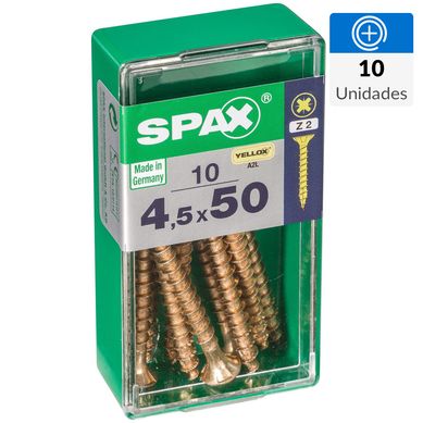 Tornillo spax cabeza plana pozidrive yellox 4,5x50 10Pz