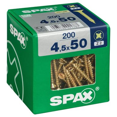 Tornillo spax cabeza plana pozidrive yellox 4,5x50 200Pz