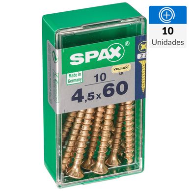 Tornillo spax cabeza plana pozidrive yellox 4,5x60 10Pz