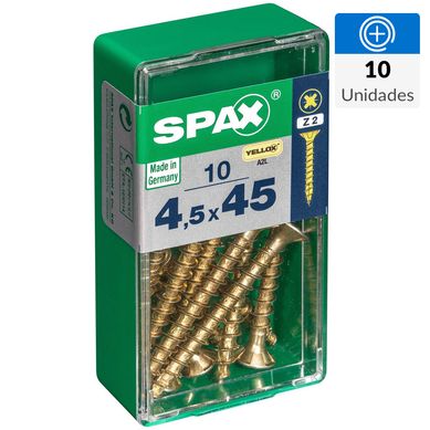 Tornillo spax cabeza plana pozidrive yellox 4,5x45 10Pz