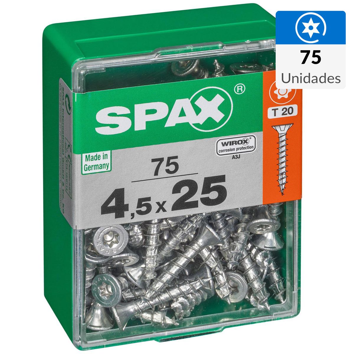 SPAX AMERICAN SCREW - Tornillo Spax Tirafondo Madera Aglomerada 25 mm 4.5 mm 75 unidad(es)
