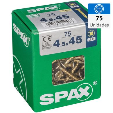 Tornillo spax cabeza plana pozidrive yellox 4,5x45 75Pz