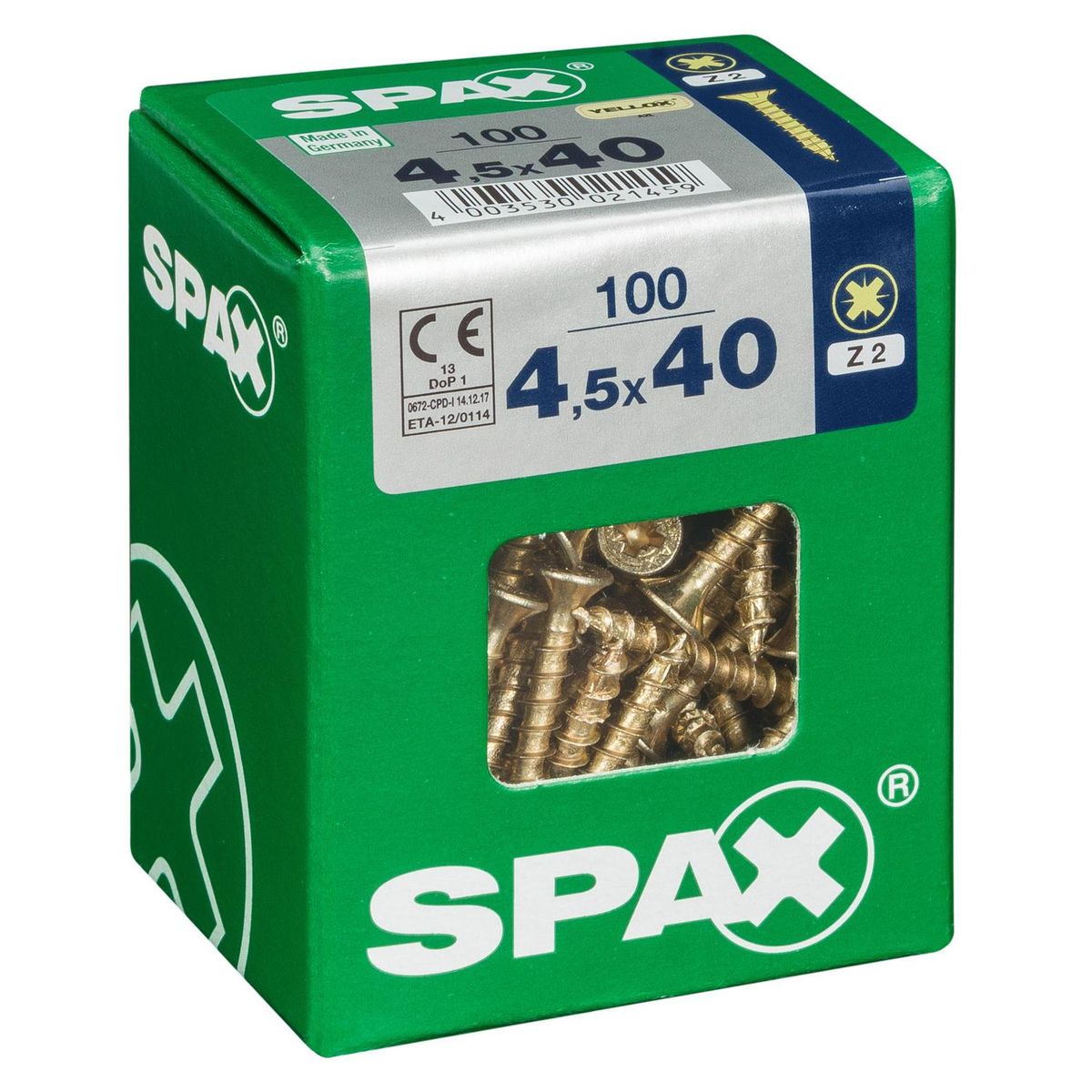 SPAX AMERICAN SCREW - Tornillo Spax Tirafondo Madera Aglomerada 40 mm 4.5 mm 100 unidad(es)