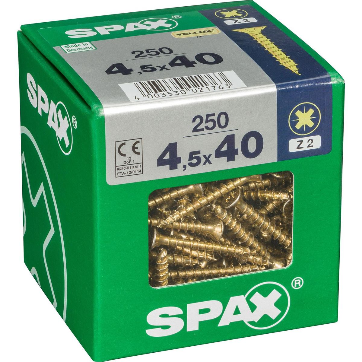 SPAX AMERICAN SCREW - Tornillo Spax Tirafondo Madera Aglomerada 40 mm 4.5 mm 250 unidad(es)