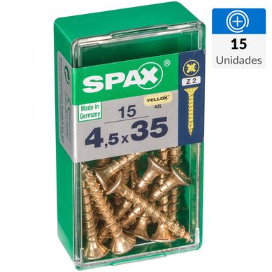 Tornillo spax cabeza plana pozidrive yellox 4,5x35 15Pz