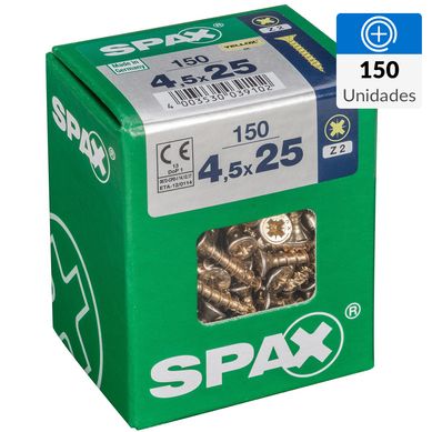 Tornillo spax cabeza plana pozidrive yellox 4,5x25 150Pz