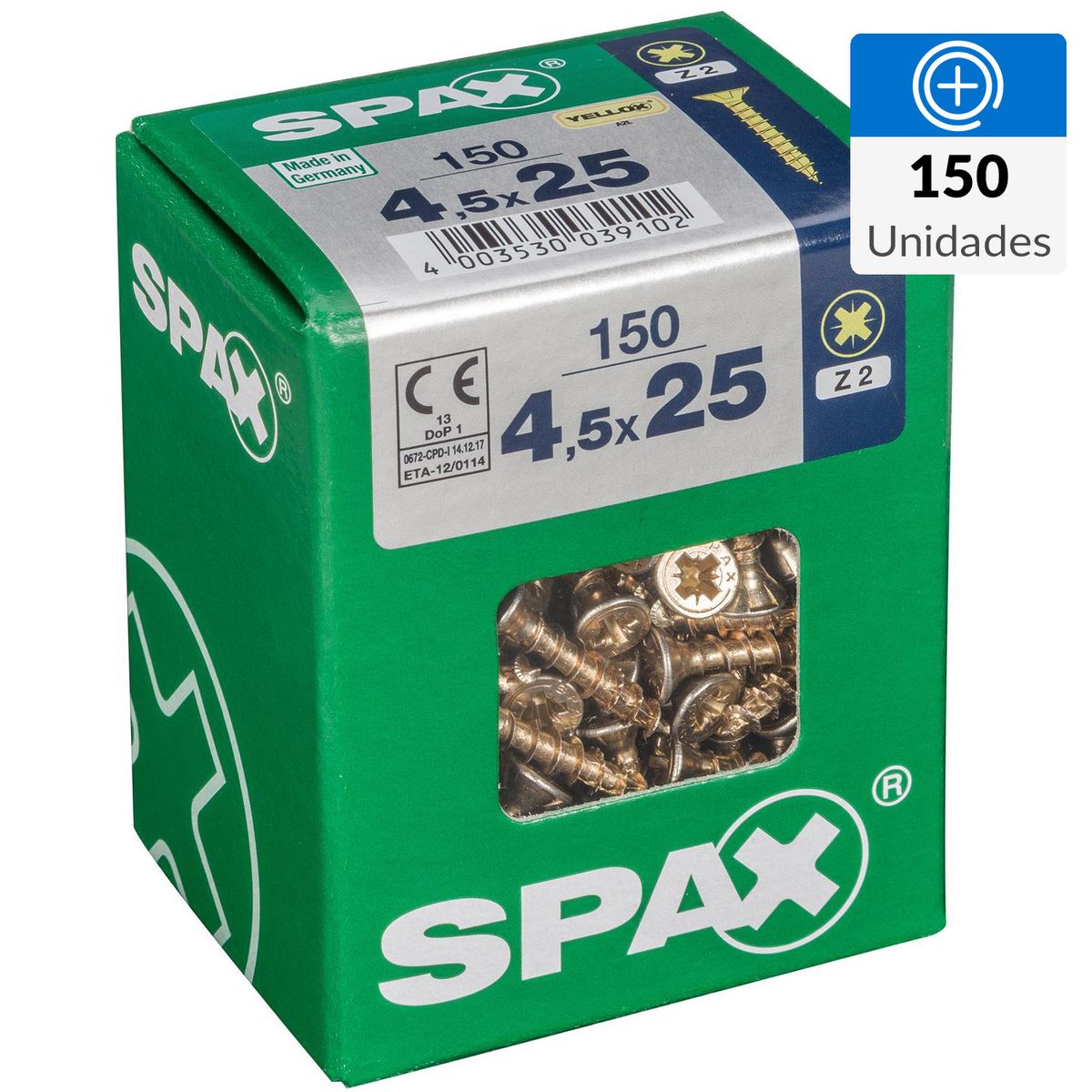 SPAX AMERICAN SCREW - Tornillo Spax Tirafondo Madera Aglomerada 25 mm 4.5 mm 150 unidad(es)