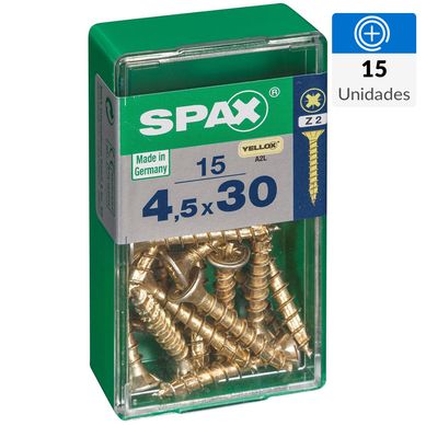 Tornillo spax cabeza plana pozidrive yellox 4,5x30 15Pz