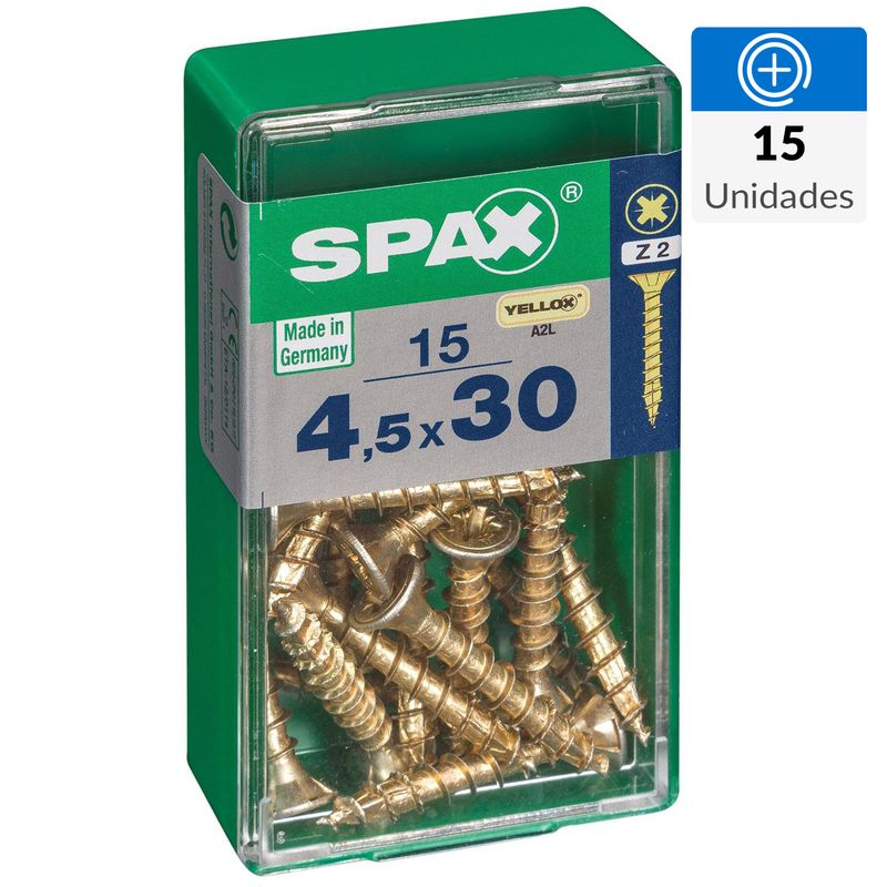 SPAX AMERICAN SCREW - Tornillo Spax Tirafondo Cabeza Plana Madera Aglomerada 30 mm 4.5 mm 15 unidad(es)