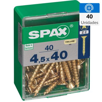 Tornillo spax cabeza plana pozidrive yellox 4,5x40 40Pz