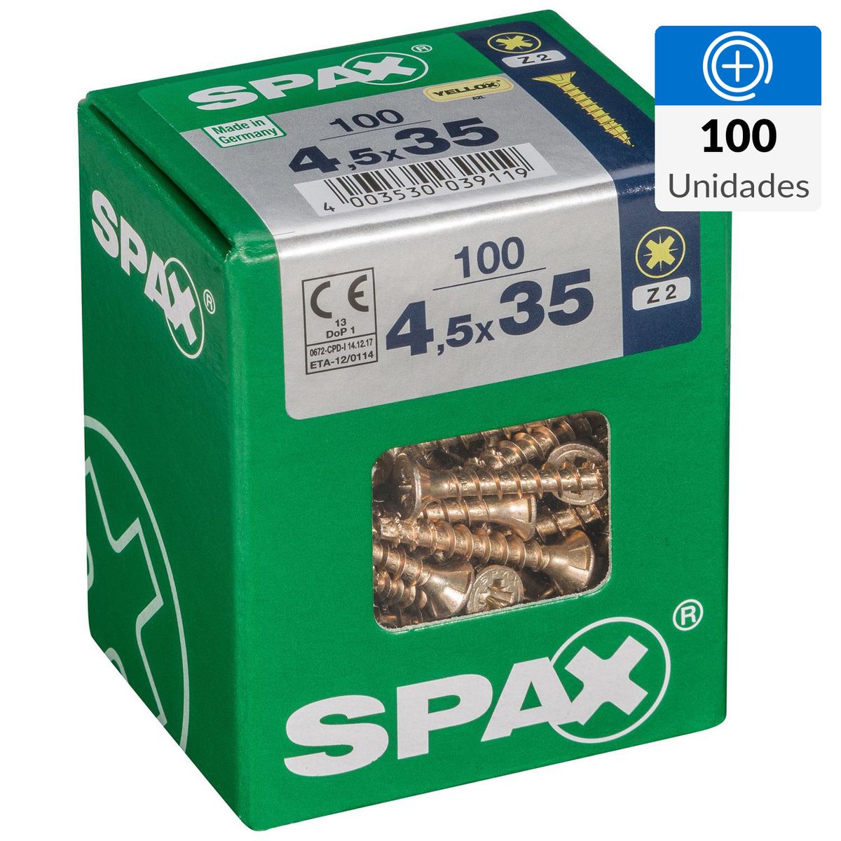 SPAX AMERICAN SCREW - Tornillo Spax Tirafondo Madera Aglomerada 35 mm 4.5 mm 100 unidad(es)