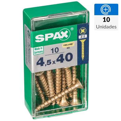 Tornillo spax cabeza plana pozidrive yellox 4,5x40 10Pz