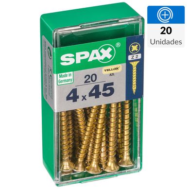 Tornillo spax cabeza plana pozidrive yellox 4x45 20Pz