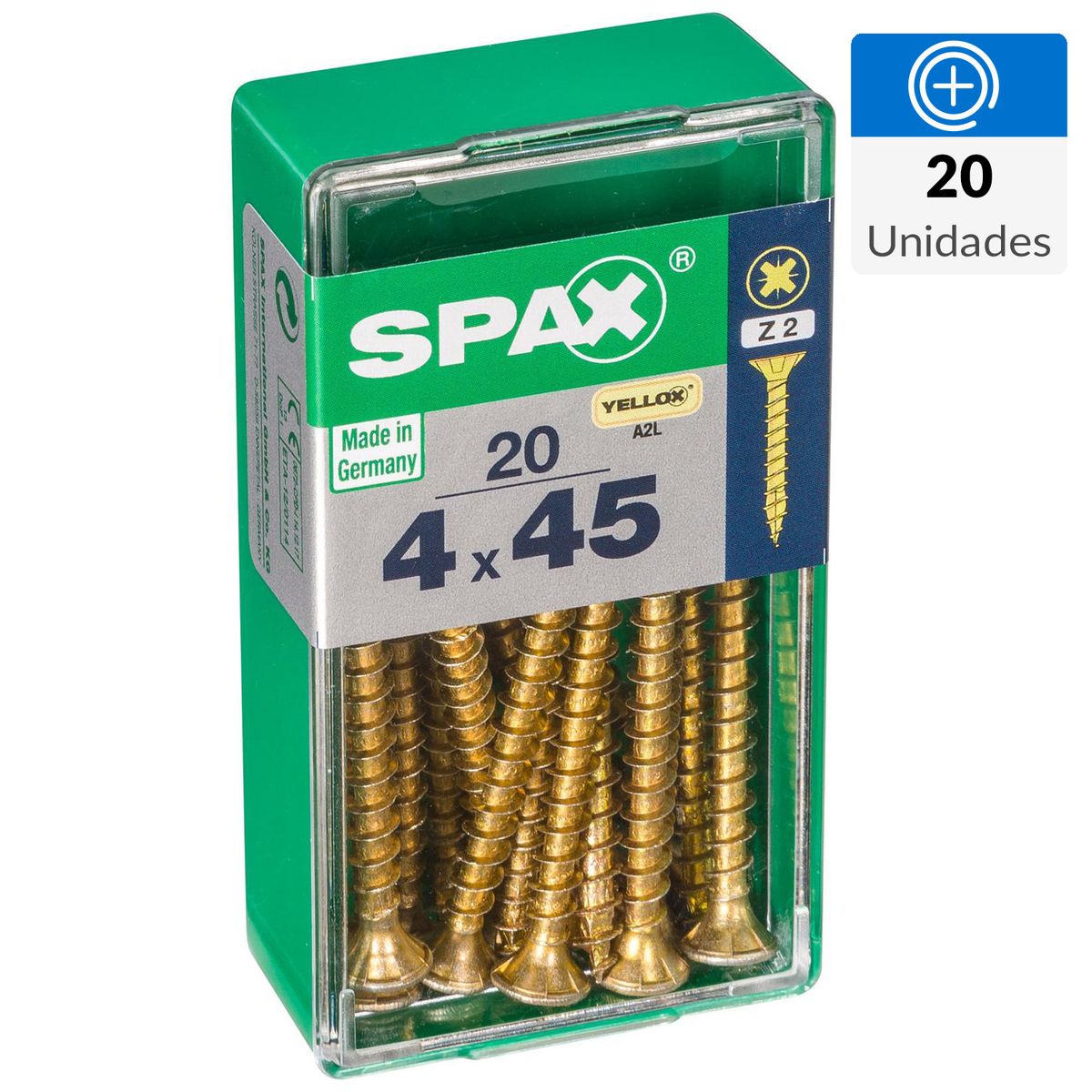 SPAX AMERICAN SCREW - Tornillo Spax Tirafondo Madera Aglomerada 45 mm 4 mm 20 unidad(es)