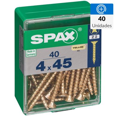 Tornillo spax cabeza plana pozidrive yellox 4x45 40Pz