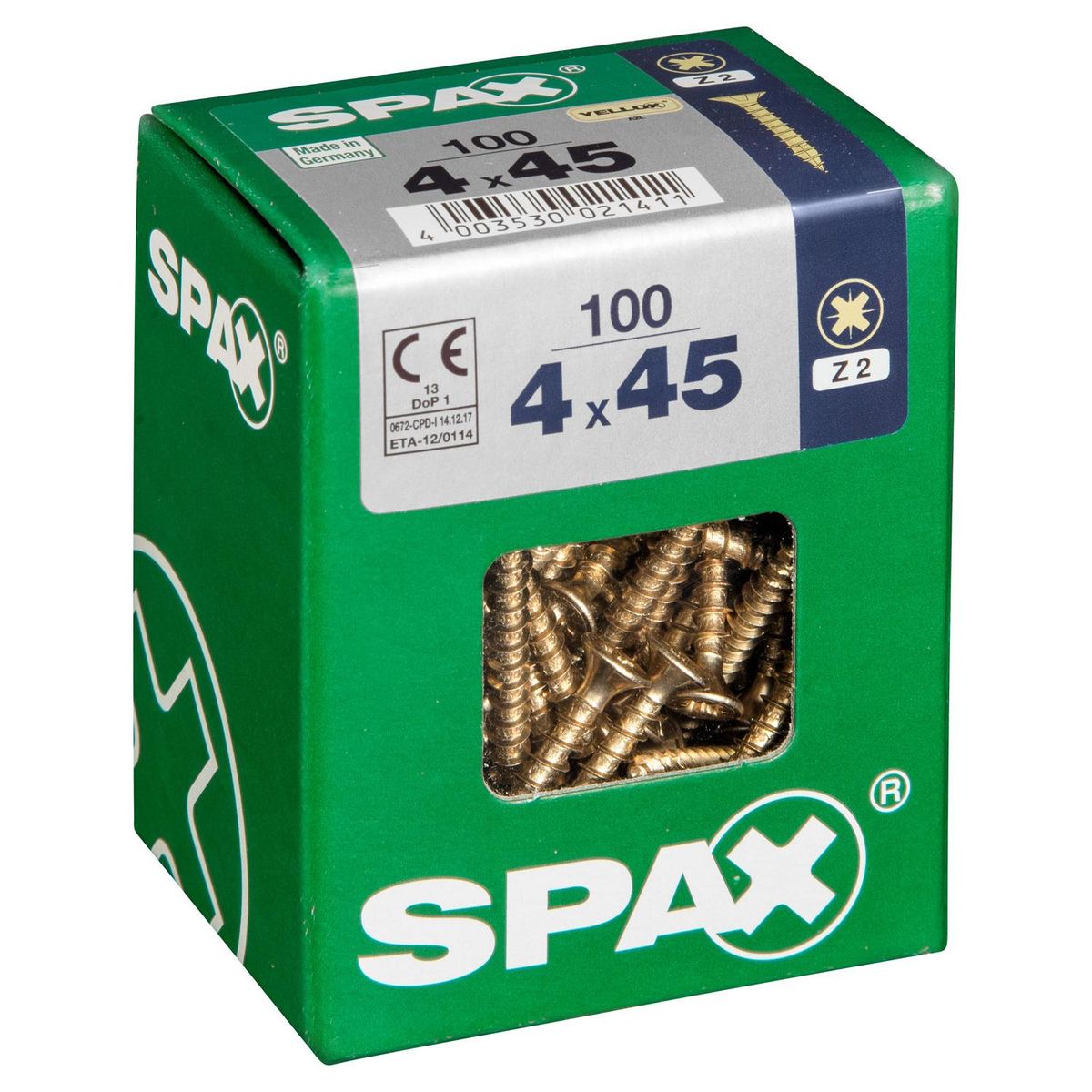 SPAX AMERICAN SCREW - Tornillo Spax Tirafondo Madera Aglomerada 45 mm 4 mm 100 unidad(es)