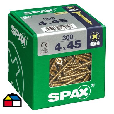 Tornillo spax cabeza plana pozidrive yellox 4x45 300Pz