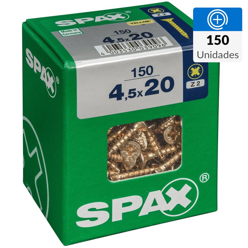 SPAX AMERICAN SCREW - Tornillo Spax Tirafondo Cabeza Plana Madera Aglomerada 20 mm 4.5 mm 150 unidad(es)