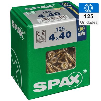 Tornillo spax cabeza plana pozidrive yellox 4x40 125Pz