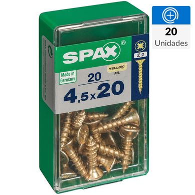 Tornillo spax cabeza plana pozidrive yellox 4,5x20 20Pz